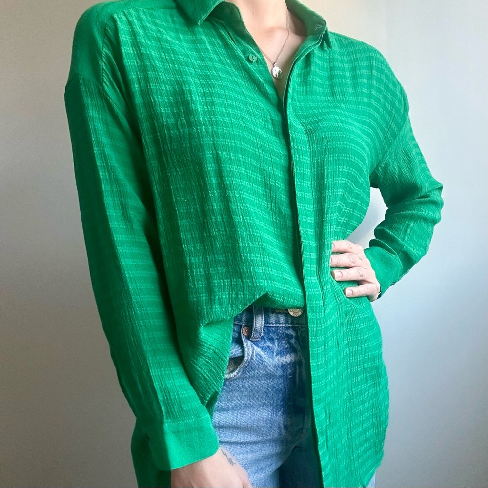 Vibrant Green Button-Up Shirt